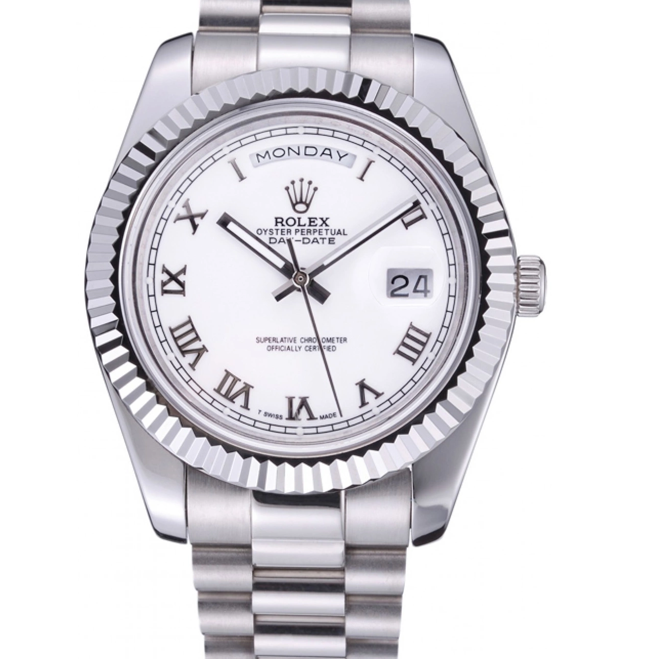 Aaa replica watch Rolex Stainless Dial Day-Date White 622547 Bracelet Steel 0707